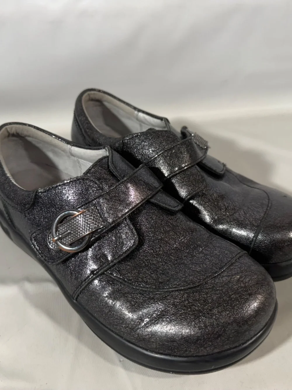 Alegria PG Lite Khloe Slip-On Black Metallic Nursing Work Shoes Size 37 (6.5-7)